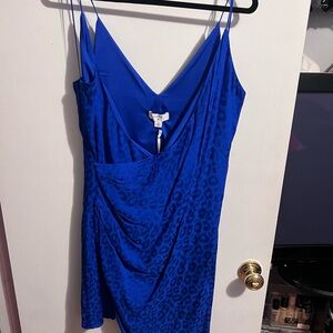 Cushnie Vibrant Blue Animal Print Mini Dress